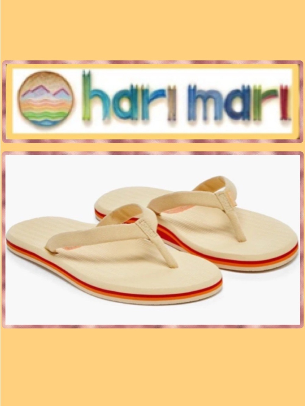 NWT Hari Mari Dune’s Flip Flop Sandals Dunes Cream Sherbert Women’s 8